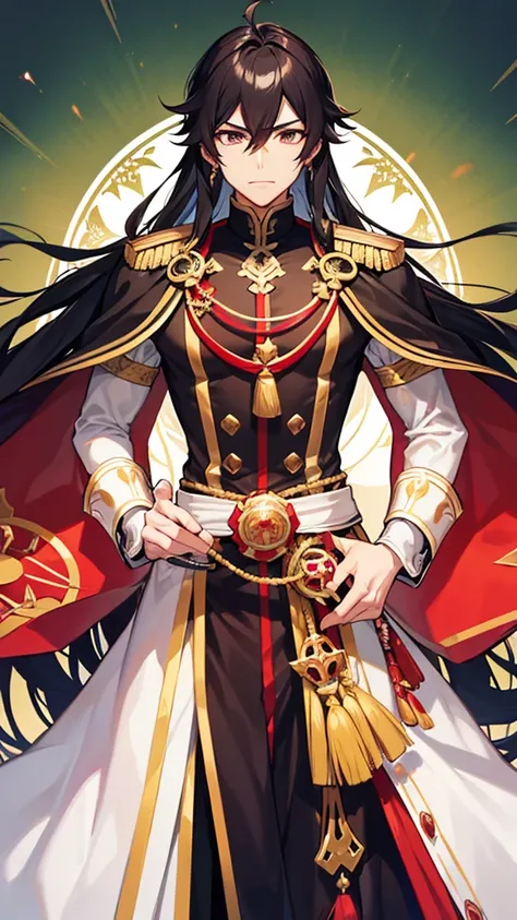 Draw Male Servant, Fate Grand Order, Thailand, King Naresuan the Great, Black hair, Odd eye Red and Green, Red Sniper rifle Weapon, Archer Class