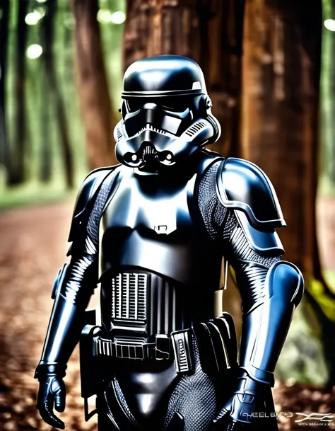 cinematic movie still "cinematic armor still complete, black stormtrooper, 1 chico, hull, male focus, realist, carbon fiber:1.4,...