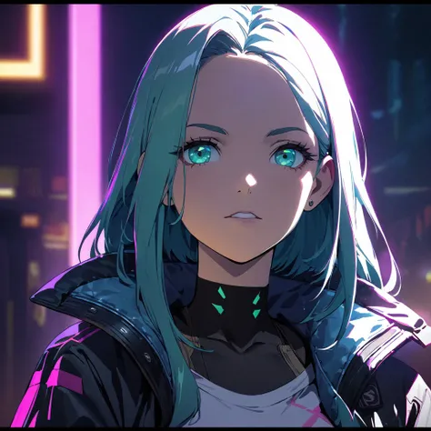 A beautiful girl wearing complex cyberpunk streetwear, detailed portrait, 4k, bright colors, concept art, cinematic dramatic atmosphere, sharp focus, volumetric lighting, cinematic lighting, studio quality