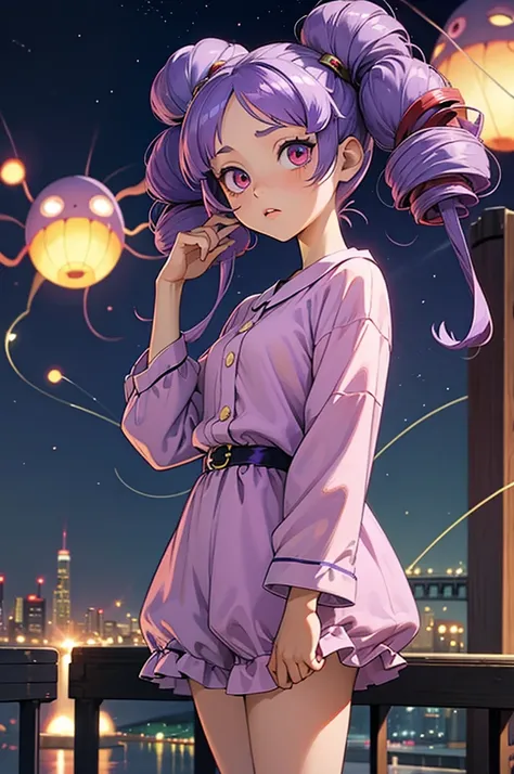 work of art,best qualityer, 1 girl,firefliestwintails cute anime girl red eye purple hair red eyes twintails anime girlLittle girl with purple hair big eyes round eyes red eyes twintails anime girl embarrassed curly hair purple hair bridge night girl on a ...