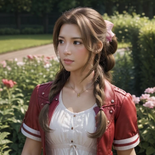 ultra-high resolution, (masterpiece, highest quality), aerith gainsborough, (one beautiful girl, alone:1.1), (hair, long hair, b...