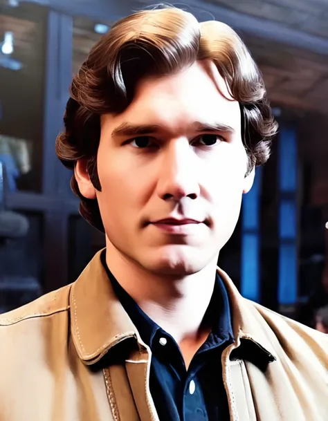 young han solo pixar art style looking at front portrait