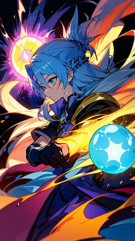 アニメ, a girl with long hair and a purple shirt is holding a blue object, rimuru storm, this character has cryokinesis, tensei shi...