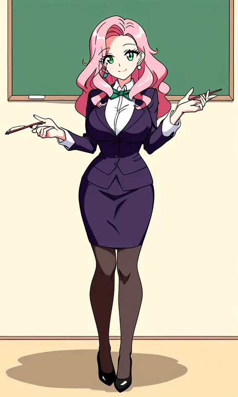 private teacher、Big Breasts、Green Eyes、Calm、older sister、Pink Hair