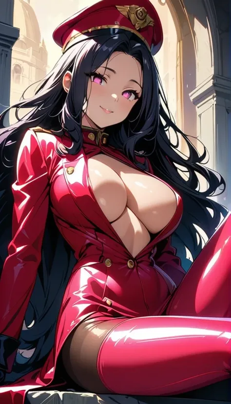 (highest quality:1.2,evil lady, anime artwork, Very detailed, High Detail, digital coloring, High Contrast, masterpiece:1.2, highest quality, Best aesthetics), 8k,masterpiece, cute,tall,beautiful,best quality, 1lady,black hair,long hair,empty eyes, (finely...