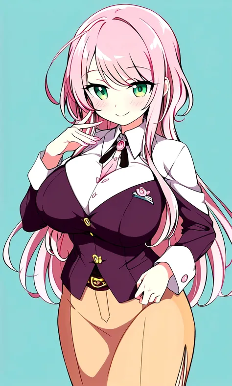 private teacher、Big Breasts、Green Eyes、Calm、older sister、Pink Hair