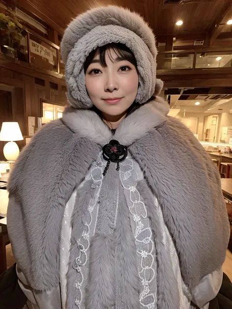 fluffyの毛皮。fluffy。Wedding dressを着た女性たちの写真。Wedding dress、Grey fur cape。Surrounded by fair-skinned adult women。Women wearing fur dresses and veils covering their faces are lined up。Beautiful women in luxurious furs。The dark dungeon of an old stone castle。Fish...