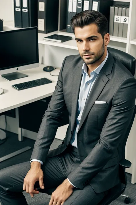 Man wearing suite in sitting the office 