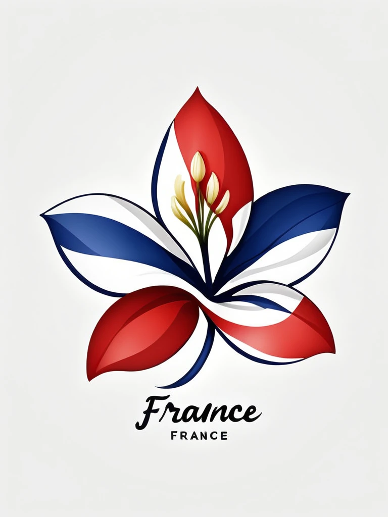 The logo of an apparel brand that gives the impression of the stylish streets of France
"With ""Lily Flower,"" a symbol of France
Flower petals are the French flag
Pretty cool
Modern Design


The background is white