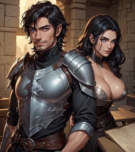 (((Solo character image.))) (((Generate a single character image.))) (((1boy))). Looks like a cute male mercenary for Dungeons & Dragons.  Looks like a very cute male warrior in a medieval fantasy setting.  (((Looks like a cute male model with a dark, sexy...