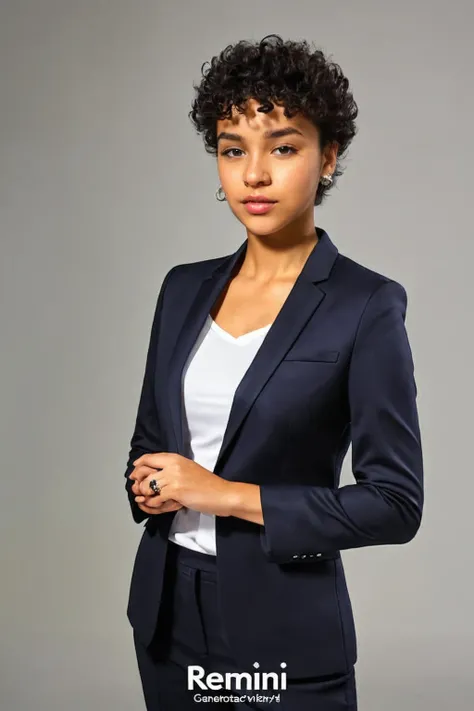 Young 18 year old larina woman with elegant blazer 