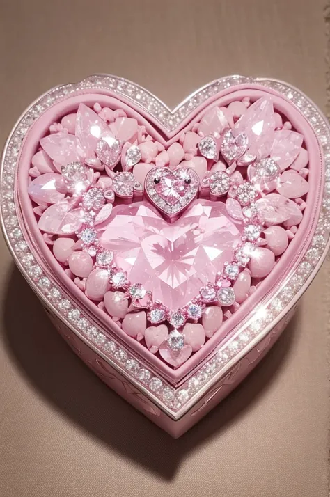 Pink hollow heart with diamonds inside