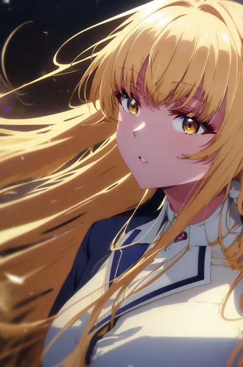 masterpiece,high resolution,High resolution,Highest quality,Shiina Mahiru,Long Hair,Blonde,Wearing a uniform,Medium chest,beautiful