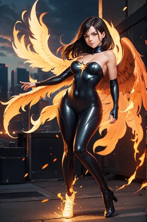 full body, phoenix girl, strapless bodysuit