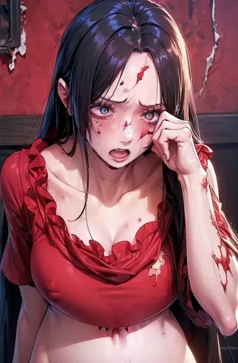 best quality, masterpiece, highly detailed,1girl, Boa Hancock, , (masterpiece:1.5), Detailed Photo, Smiling, Sexy, (8K, Best Quality: 1.4), (1girl), Beautiful Face, (anime realistic Face), (Black Hair, long Hair: 1.3), Beautiful Hairstyle, Realistic eyes, ...