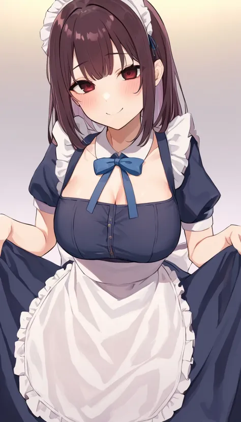 masterpiece, best quality, 1girl, empty eyes, utsurome, maid, smile