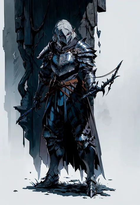 a close up of a person in armor holding a bow and arrow, dragon age concept art, concept art of a warrior, some curved armor, pa...