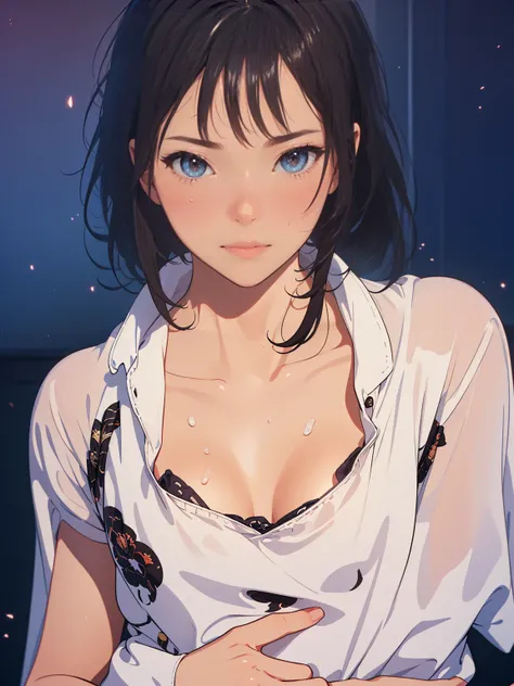 (Highly detailed CG Unity 8k wallpaper), (masterpiece), (Highest quality), (Super detailed), (Best illustrations), (Best Shadow), (Absurd), 
BREAK
girl, Sweat, vapor, Mid-chest, Embarrassing, shy, View your viewers, Komoshuai, short hair, Browsing Caution,