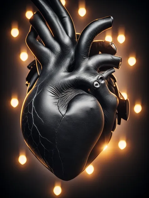 human heart. black and cloudy background. not human. photorealistic masterpiece, best quality, 8k, high resolution, ultra detail...