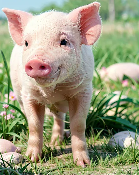 a pink pig on the grass,  ultimatepinkpig