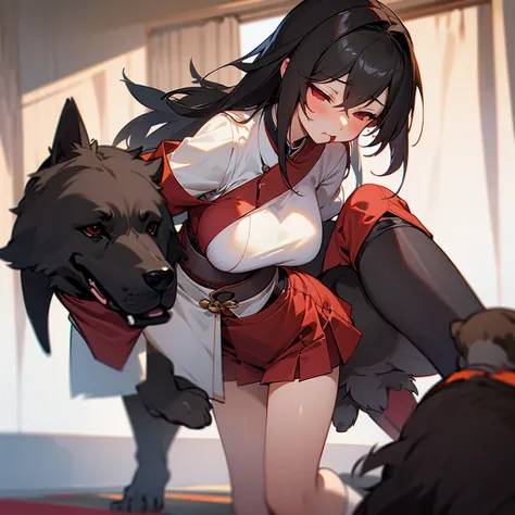 taihou ,big breasts,Have sex with a dog,undress,Sucking a dog&#39;s cock