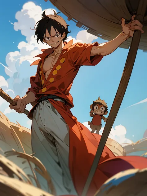 Monkey D., Luffy  From the anime One Piece, hes old
