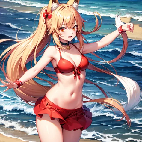 fox girl dance in beach