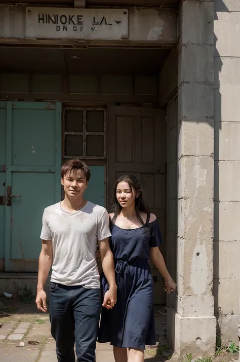 Doruk stops in front of an old, abandoned building. A faint light inside symbolizes memories of the past. Doruk remembers happy moments with a young woman (his ex-lover). They walk hand in hand in a park on a beautiful summer day.