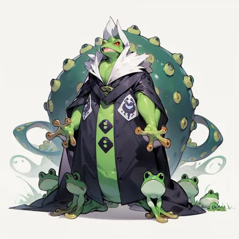 (Random Evolution, big frog mixed octapus), full body version, (Has fangs), full white colour skins, (his eyes are blind), (Grassroots), no background