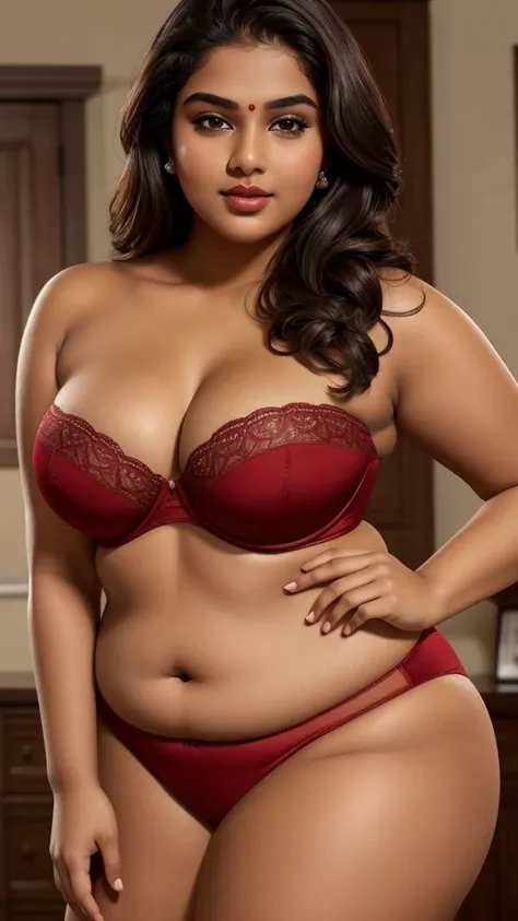 best quality,masterpiece, perfect face, beautiful indian girls smooth face full body plus size curve wearing strapless bra under...