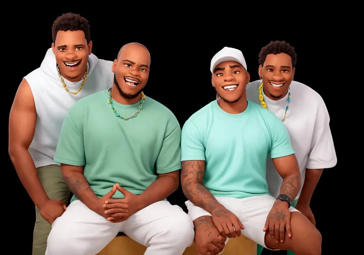 A group of black men in Disney Pixar style, high qualiy, best qualityer
