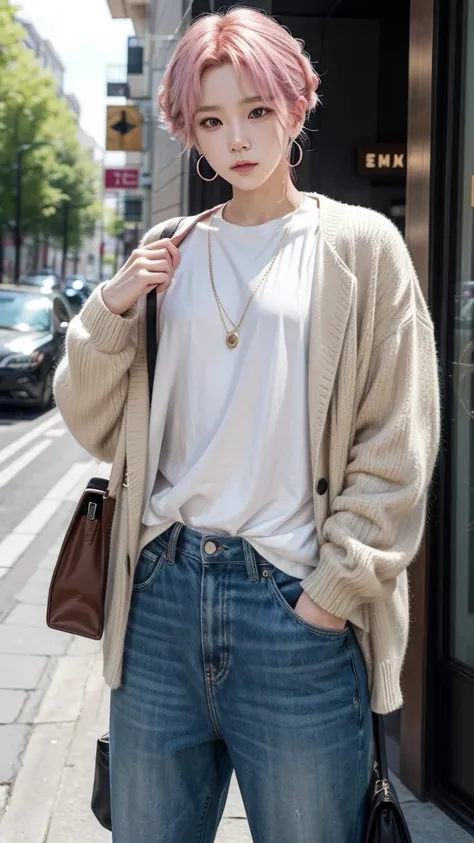 BTS&#39;s Park Ji-Min is wearing a short skirt, that highlights your slender legs, paired with a cropped top that subtly reveals your toned tummy. over, he wears a modern, fitted jacket, which adds a touch of urban style to the look. on the feet, Ji-Min we...