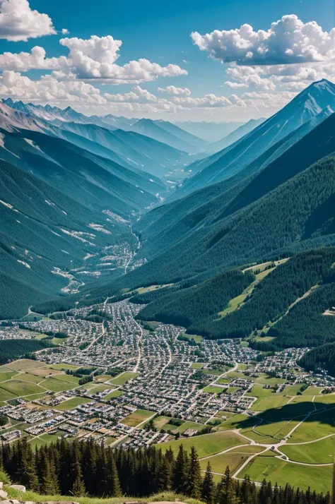 A town between mountains 