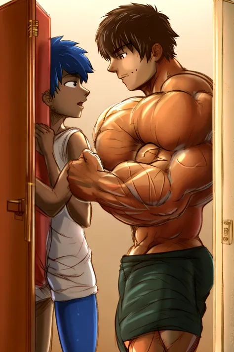 2 children,locker room,muscle size difference,stupid,soft shading, mbbbbb , Izuku Midoriya