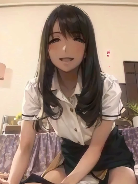 Arabian Asian woman in uniform sitting on bed with baby, translator, shikamimi, narumi kakinouchi, Beasts, Yasumoto Oka, sakimi chan, Teasing Smile, Yoshitomo Nara, wonderful, mayuri shiina