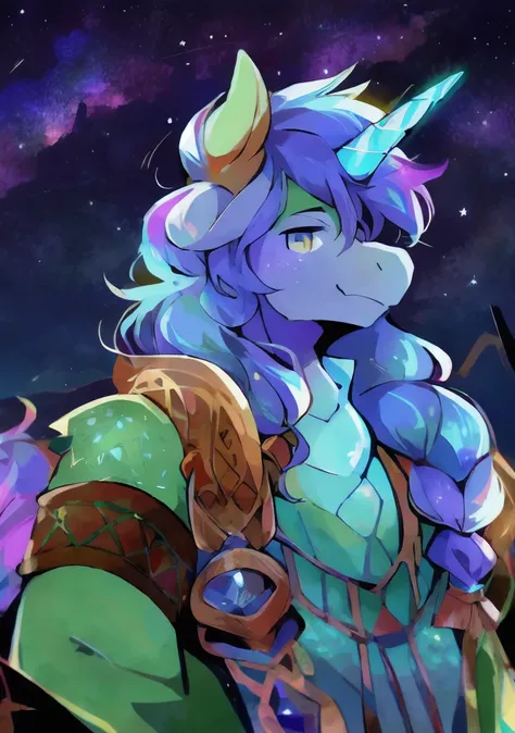 Unicorn Beast，Transparent antlers，Starry Sky，Gods，Brilliant scales（best quality）