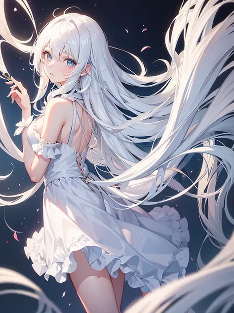 A lovesick girl with white hair 