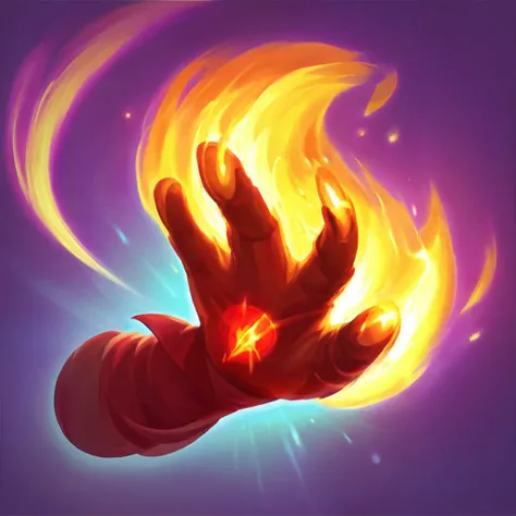 
I want a 2d icon, for a game, with a 5-fingered hand, throwing a fireball
