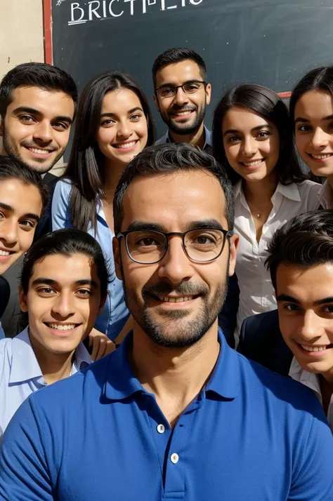 Et j’aimerais créer un professeur des écoles en France à Lyon , surrounded by his CM2 students