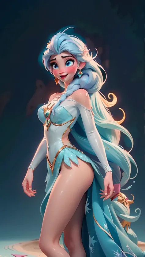 Elsa-Ariel Fusion, Merging models, melting, Ariel&#39;s clothes, 1girl, Beautiful, character, Woman, female, beachfront, (master part:1.2), (best qualityer:1.2), (standing alone:1.2), ((struggling pose)), ((field of battle)), cinemactic, perfects eyes, per...