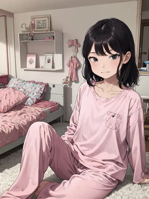 1girl,12yo,,my room,angry,looking viewer,pyjama