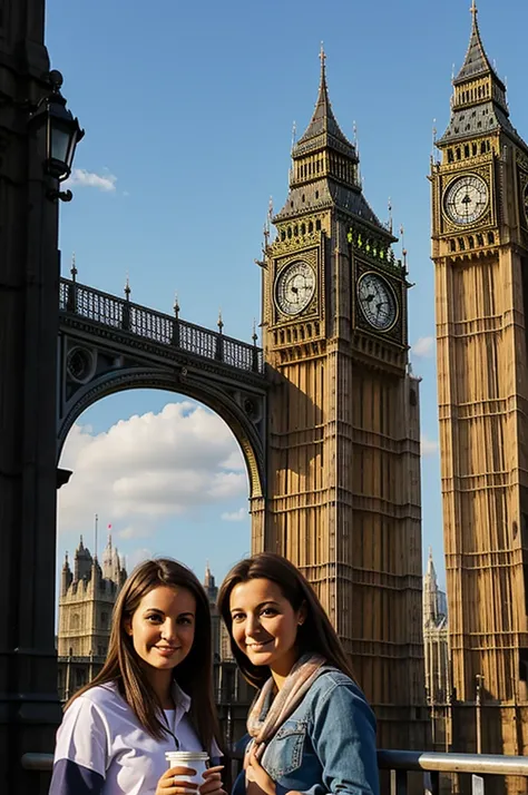 Peinture deux filles de dos  devant Big Ben