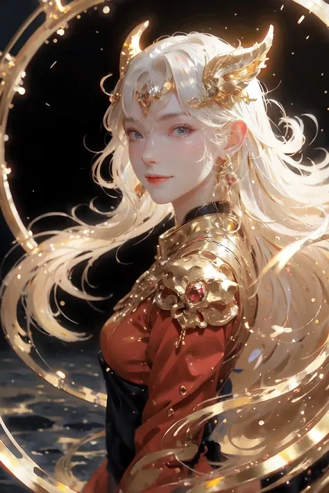  anime with long hair and red dress standing in the water with a big golden dragon, 4K anime art wallpaper, 8K anime art wallpaper, anime fantasy artwork, 4k fantasy artwork, 坏蛋动漫8 K, epic anime art, detailed art of onmyoji, anime fantasy illustration, ins...