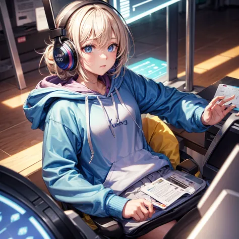 A person wearing a hoodie and listening to music
