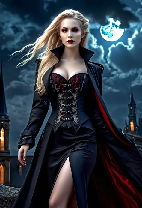 fantasy art, gothic art, (masterpiece:1.5), full body best details, highly detailed, best quality,  highres, full body portrait of a vampire, elf (Masterpiece, best quality: 1.6), ultra feminine, wizard, (intricate details, Masterpiece, best quality: 1.5) ...