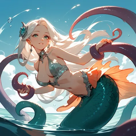 Mermaid Archer in tentacle liquid art style, (score_9,score_8_up,score_7_up,score_6_up,score_5_up,score_4_up) 
