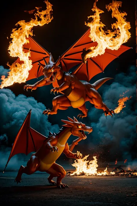 A Charizard throwing flames
