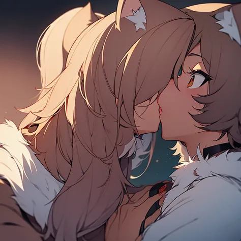 A furry kissing another furry 