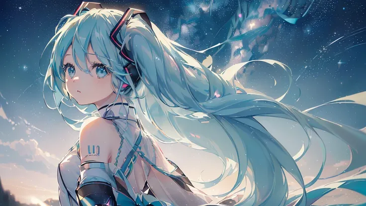 (((starry sky), ((beautiful eyes)), (((hatsune miku))), (((highest quality、masterpiece、ultra-fine、ultra-fine、exquisite、16k、full ...