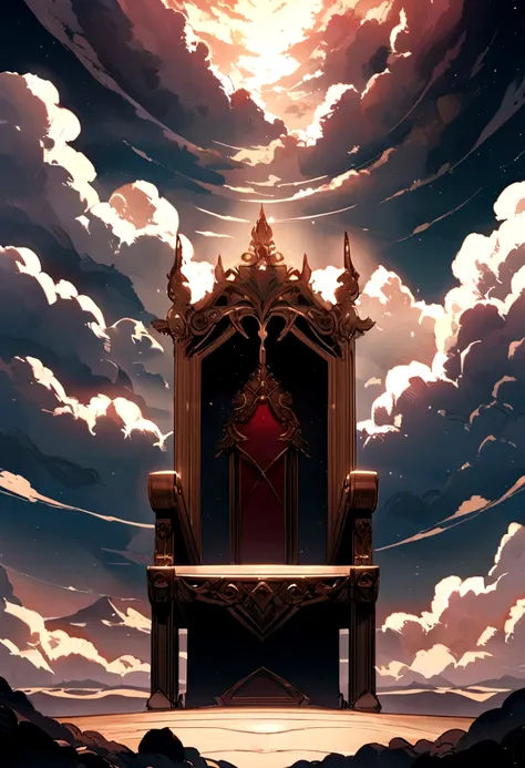 Throne made by cloud formation , in the sky , front perspective